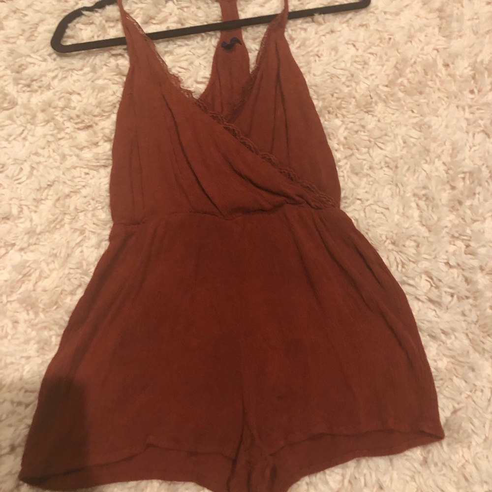 amber/burnt orange color romper from aeropostel
